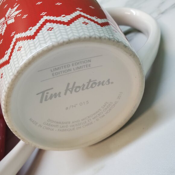 Mug - 2015 Limited Edition Tim Hortons Sweater Red Holiday 2 pack - Picture 5 of 9